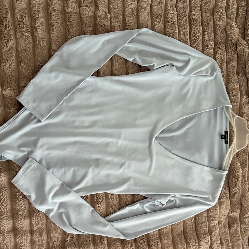 Express Light Blue V-Neck Bodysuit